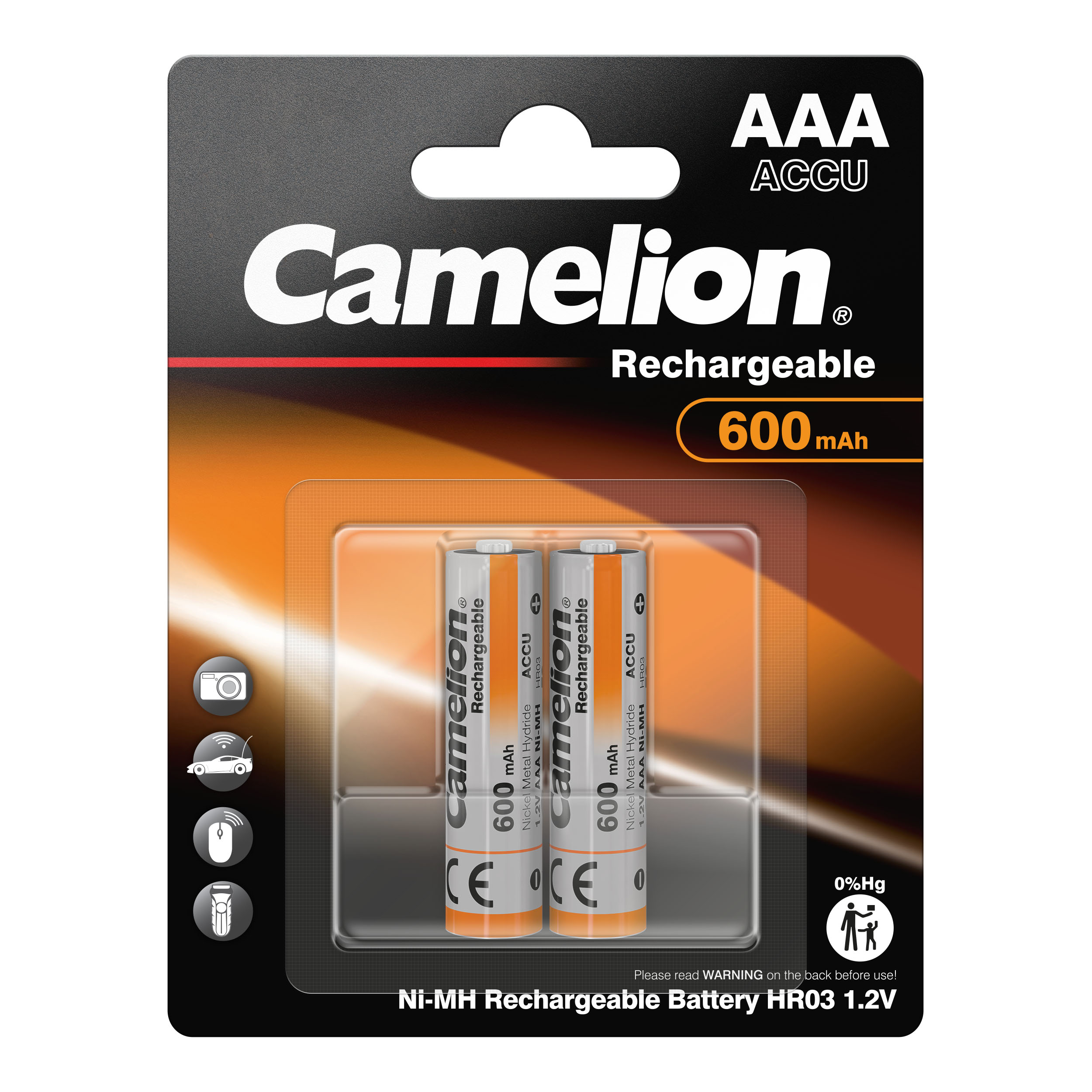 CAMELION NI-MH HR03 / AAA / 600mAh / 1,2V / BP2