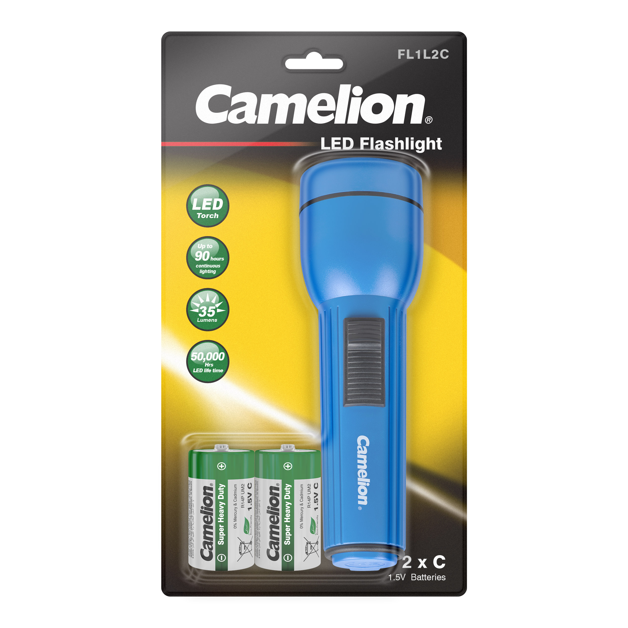 CAMELION FL1L2CB2R14P keskmise suurusega LED-taskulamp koos 2 x R14 patareidega - Image 2