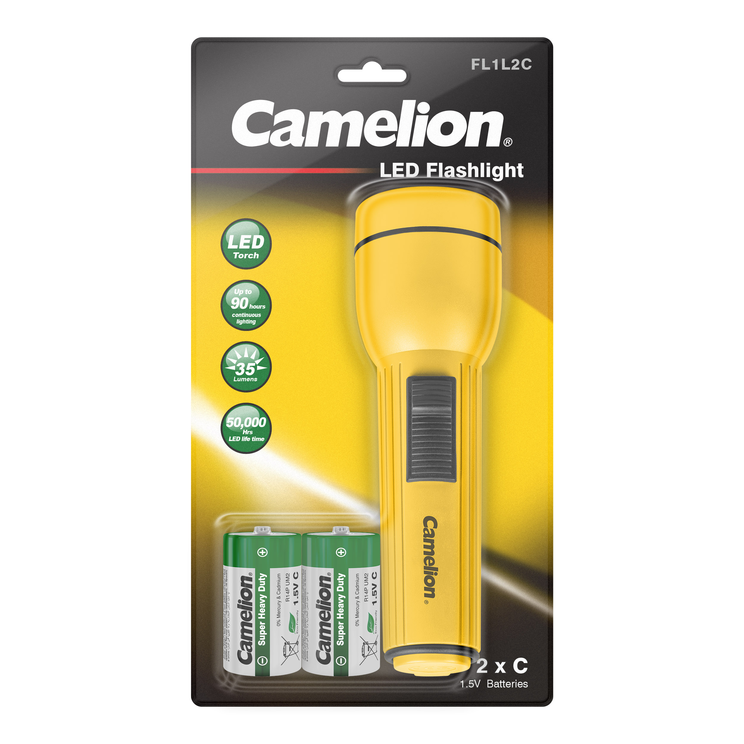 CAMELION FL1L2CB2R14P keskmise suurusega LED-taskulamp koos 2 x R14 patareidega - Image 4