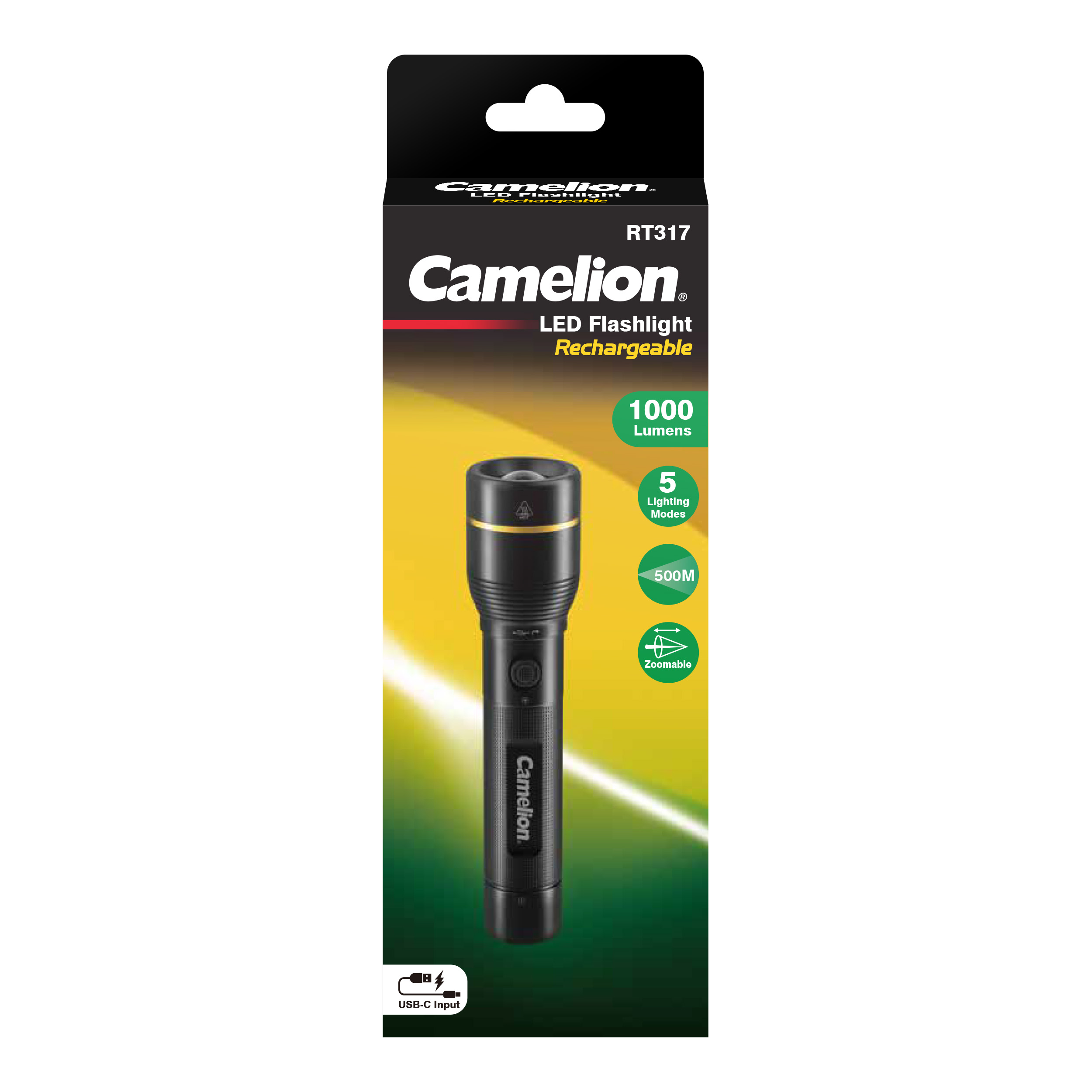 CAMELION RT317-CBH – laetav taskulamp 10 W, must