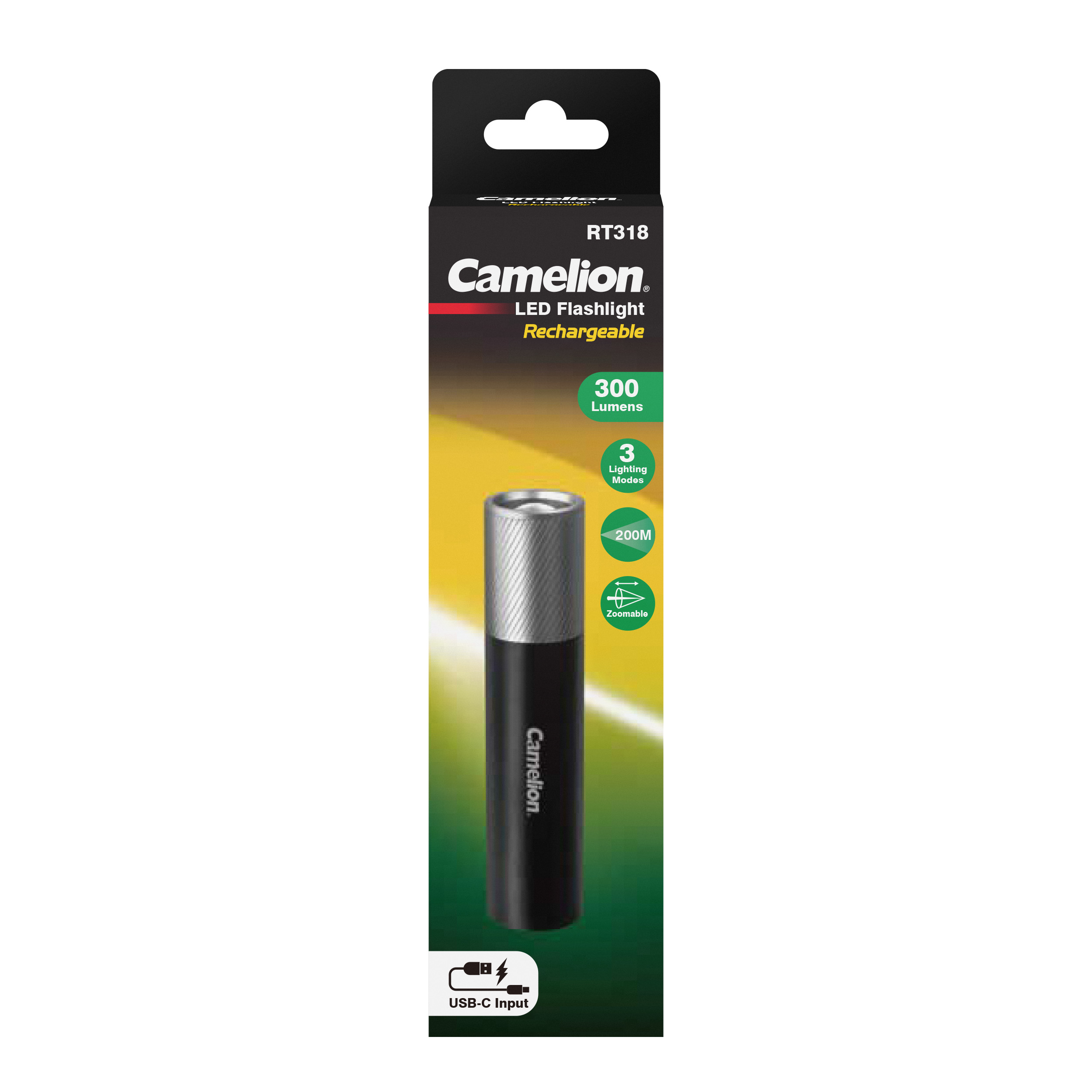 CAMELION RT318-CBH – laetav taskulamp 3W must