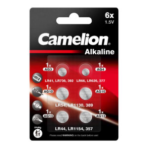 CAMELION Alkaline AG nupuelementide komplekt, 6 tk (1xAG3, 1xAG4, 2xAG10, 2xAG13)